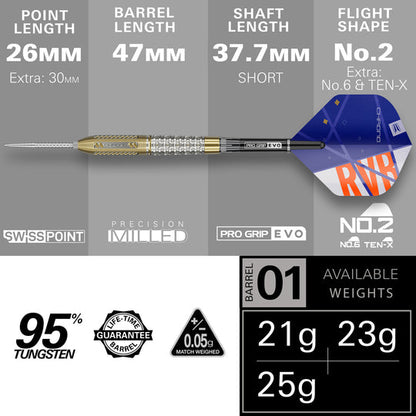 Raymond Van Barneveld Chrono 95% Tungsten SP Steel Tip Darts by Target